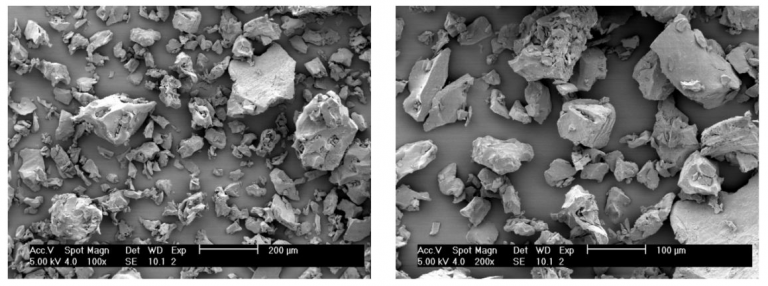 photo of the sample A particles observed by using an electronic microscope